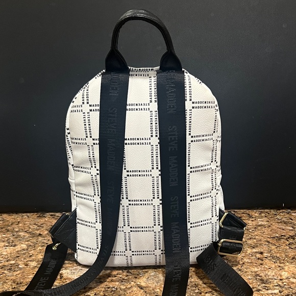 Steve Madden White and Black Logo Backpack main image 8